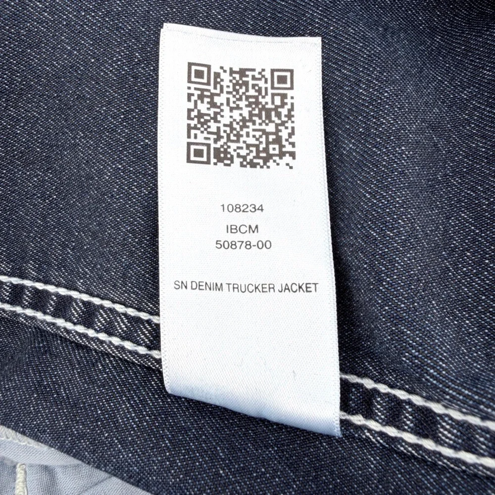 True Religion Denim Trucker Jacket Mens L Blue Excellent Stretch Horseshoe‎ Logo